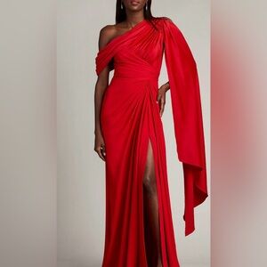 Tadashi Shoji BVU22813L - Ember Cape Sleeve Crepe Evening Gown NWT